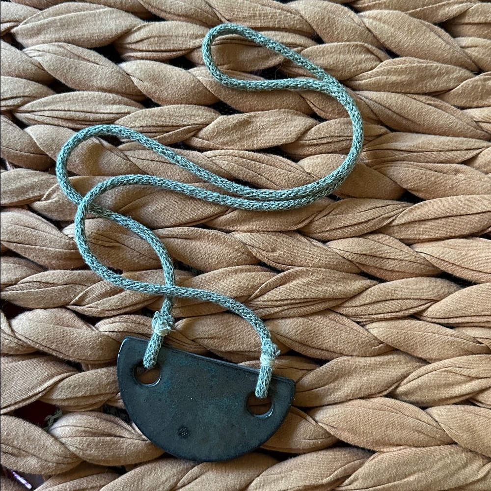 Clay Pendant Necklace with Knit Cord